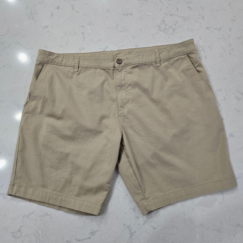 Joe Marlin Mens Relaxed Fit Khaki Chino Shorts Size 40W 9.5L Tan Cotton Blend